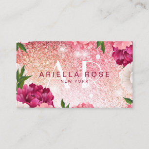 Carte De Visite Élégante Parties scintillant Rose Florale