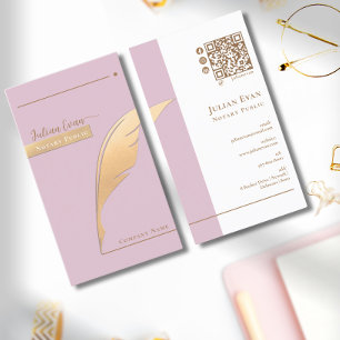 Carte De Visite Elégante Parties scintillant rose Gold Quill Notai
