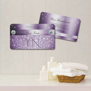 Carte De Visite Élégante Parties scintillant violet Étoiles Étince