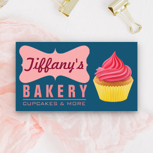 Carte De Visite Élégante pâtisserie Rétro Cute Shop Cupcake Pink B