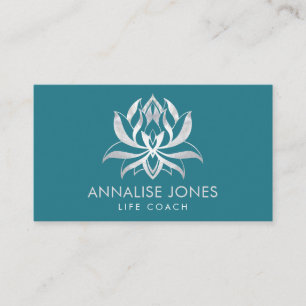 Carte De Visite Elégante Pearl Lotus Flower sur bleu Turquoise