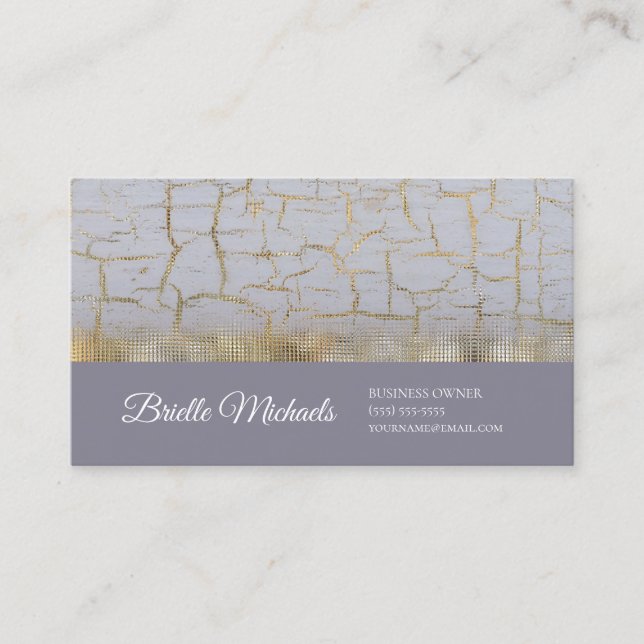 Carte De Visite Élégante peinture craquée Dusty Lavender Gold Foil (Devant)