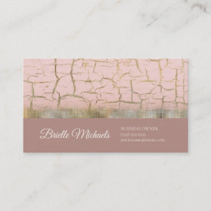 Carte De Visite Élégante peinture craquée Rose Pink Gold Sequin Hu