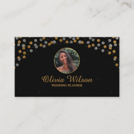 Carte De Visite Elégante Photo Brown Gris Parties scintillant Noir
