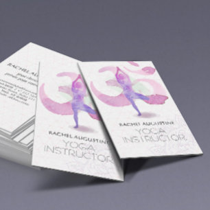 Carte De Visite Élégante Pose de Yoga de Méditation à l'Aquarelle