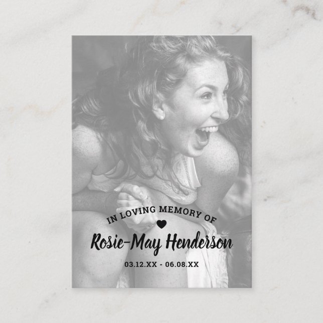 Carte De Visite Élégante prière commémorative de photos (Devant)