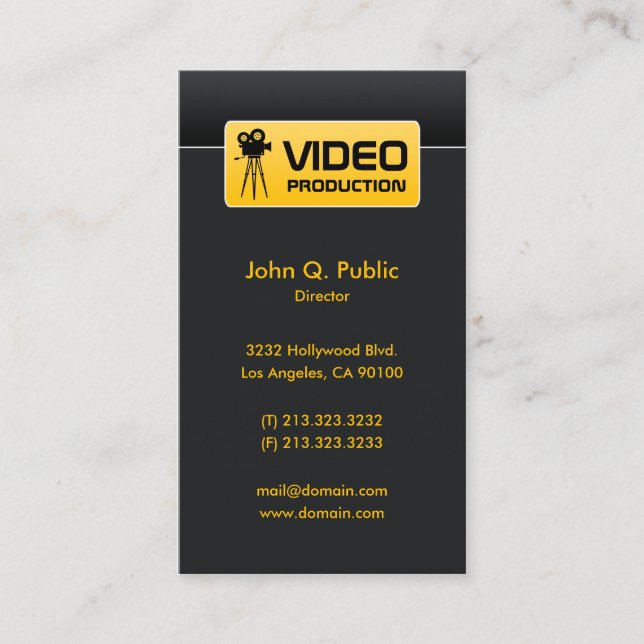 Carte De Visite Élégante production vidéo et cinématographique noi (Devant)