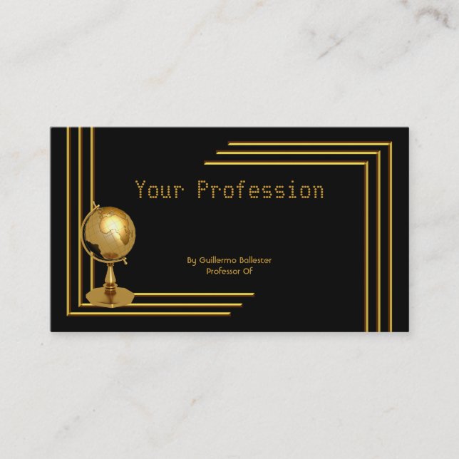 Carte De Visite Élégante profession professionnelle Black Gold Glo (Devant)