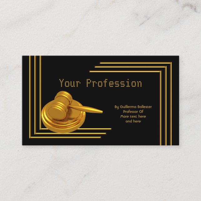 Carte De Visite Élégante profession professionnelle Gold Hammer (Devant)