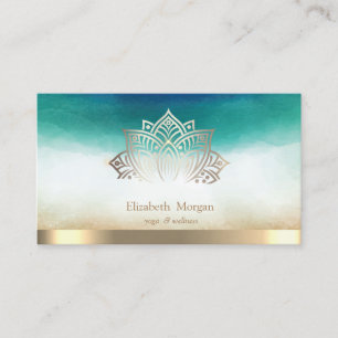 Carte De Visite Élégante rayure de lotus aquarelle