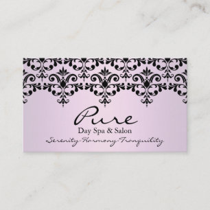 Carte de visite élégante rose clair et noir Damass