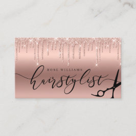 Carte De Visite Elégante rose de parties scintillant d'or ciseaux 