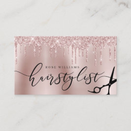 Carte De Visite Elégante rose de parties scintillant d'or ciseaux 