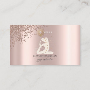 Carte De Visite Élégante Rose Gold Diamants Silhouette Fille Yoga