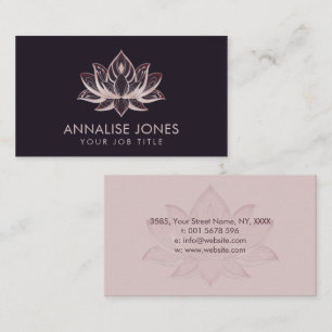 Carte De Visite Elégante Rose Gold Pearl Lotus Flower