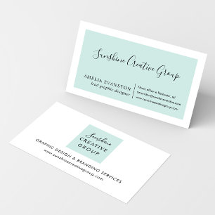 Carte de visite élégante Seafoam Aqua Script Profe