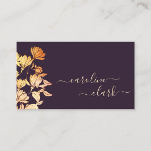 Carte De Visite Élégante signature calligraphie Rose floral
