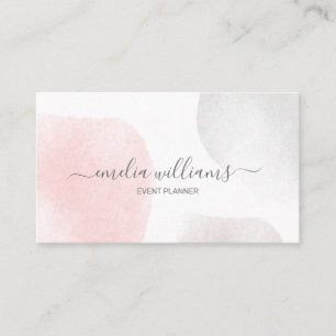 Carte De Visite Élégante signature d'aquarelle rose pâle Abstraite