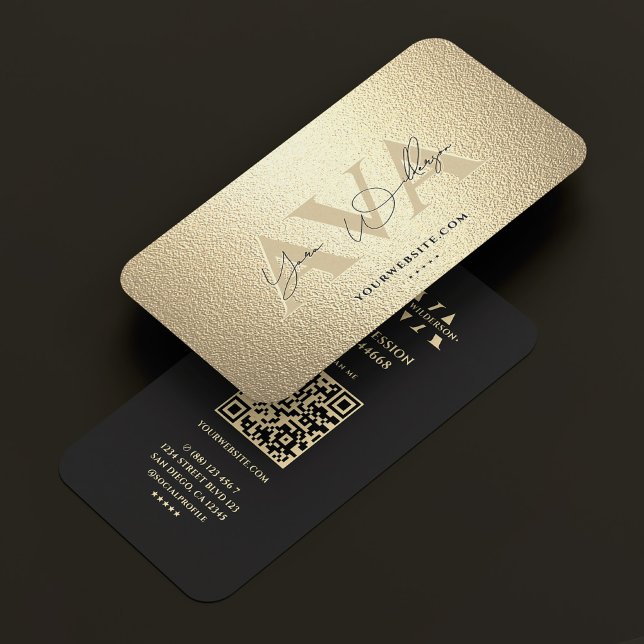 Carte De Visite Élégante signature d'or Faux Professional moderne (Elegant Modern Professional Black Gold Signature Business Card
)