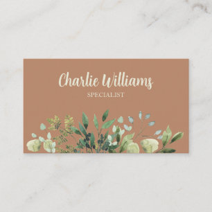 Carte De Visite Élégante terre cuite botanique feuille