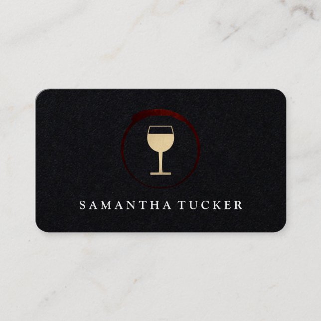 Carte De Visite Elégante Tige de vin rouge avec Verre de vin (Devant)