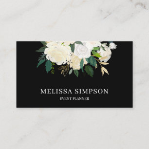 Carte De Visite Elégante Verdure Et Fleurs Blanches