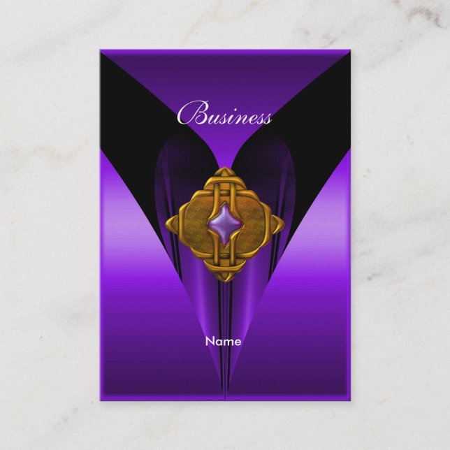 Carte de Visite Élégante Violet Or Bijou (Devant)