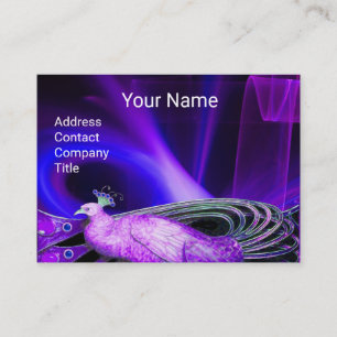 CARTE DE VISITE ÉLÉGANTE VIOLET PURPLE PEACOCK EN BLEU NOIR SWIRLS