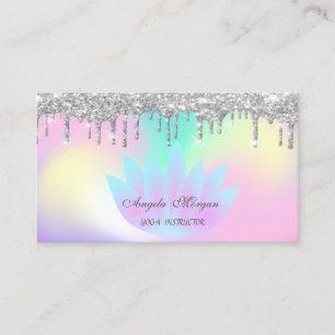 Carte De Visite Élégantes gouttes de paillettes argentées holograp
