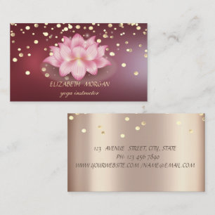 Carte De Visite Élégants Diamants Professionnels Lotus Rouge Foncé