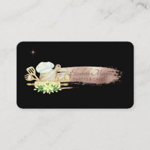 Carte De Visite Élégants outils de boulangerie floraux à trait de 