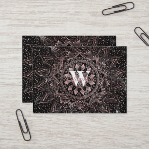 Carte De Visite Elégants pointes Roses en or marbre Mandala