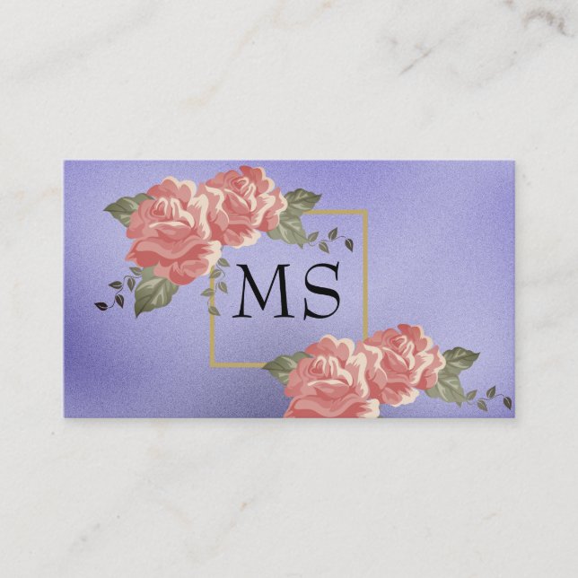Carte De Visite Éléments Floraux | Monogramme  (Devant)