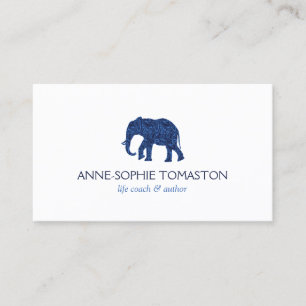 Carte De Visite Eléphant à motif bleu vintage