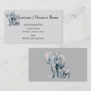 Carte De Visite Eléphant Africain Parent et Enfant Animal Custom