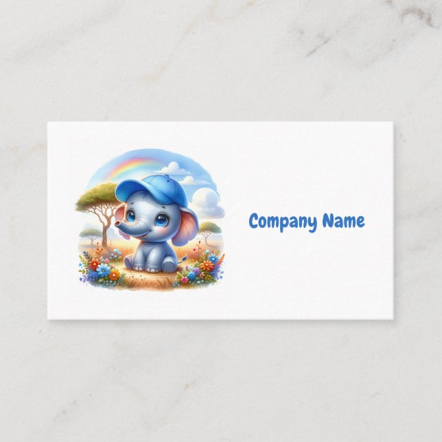 Carte De Visite Eléphant Bébé Bleu Cute (Devant)
