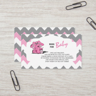 Carte De Visite Éléphant de Chevron rose et gris  Apporter un li