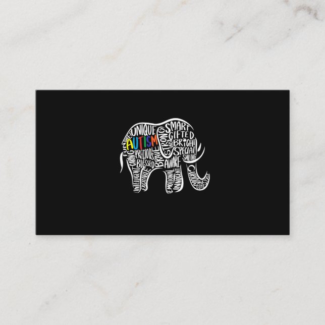 Carte De Visite Éléphant de sensibilisation à l'autisme (Devant)