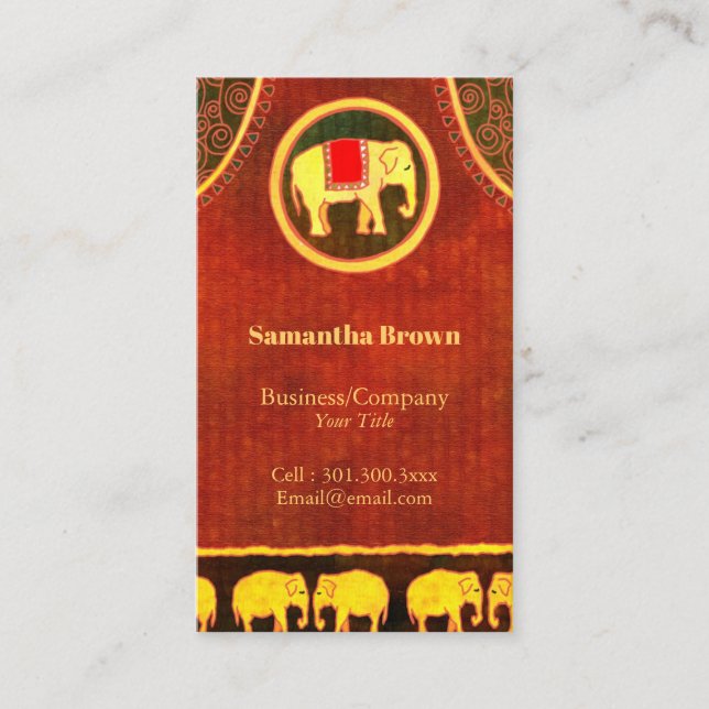 Carte De Visite Elephant Kingdom Gold & Red Unique (Devant)