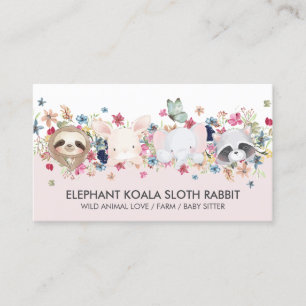 CARTE DE VISITE ELEPHANT KOALA SLOTH RABBIT BÉBÉ ANIMAUX