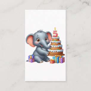 Carte De Visite Éléphant Mignon 5ème Anniversaire