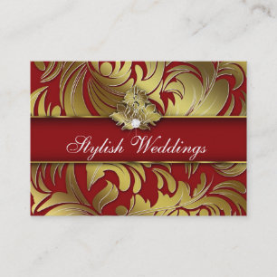 Carte De Visite Éléphant rouge d'or de bijoux de logo élégant 