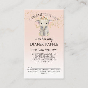 Carte De Visite Eléphant Thème Diaper Raffle Baby Girl Douche