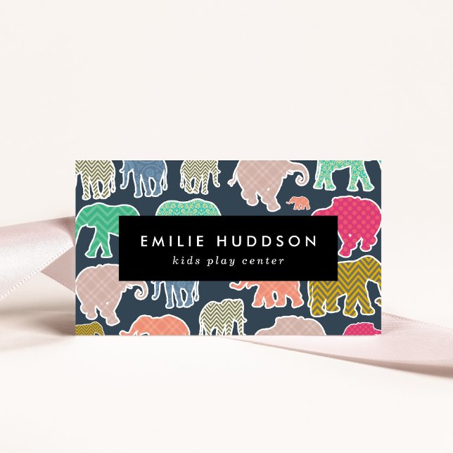 Carte De Visite Eléphants colorés, Centre de jeu, Centre d'activit (Créateur téléchargé)