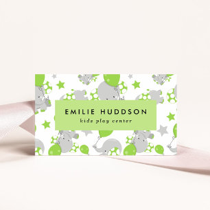 Carte De Visite Eléphants mignons, Centre de jeux pour enfants, Ce