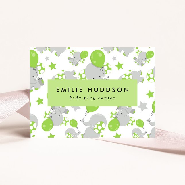Carte De Visite Eléphants mignons, Centre de jeux pour enfants, Ce (Créateur téléchargé)