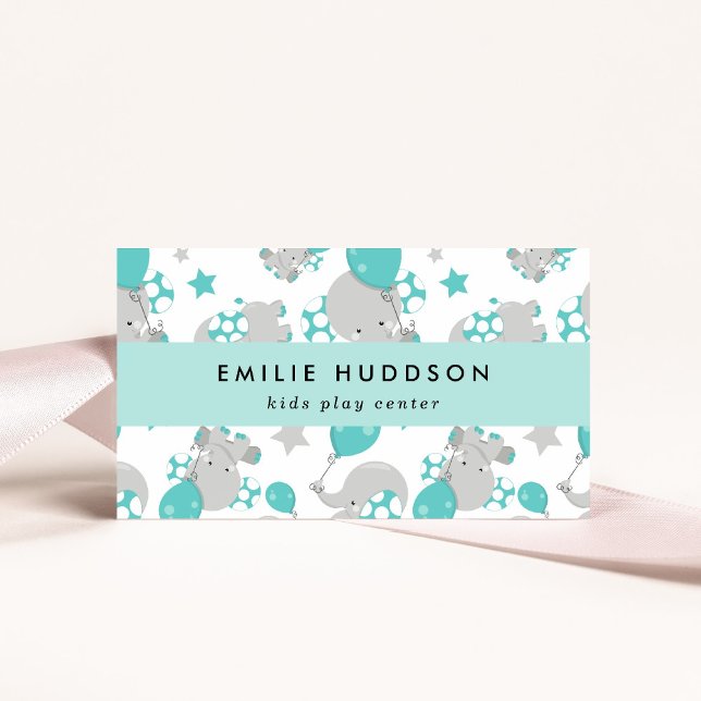 Carte De Visite Eléphants mignons, Centre de jeux pour enfants, Ce (Créateur téléchargé)