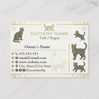 Carte De Visite Élevage de chats Bengal de luxe personnalisable 