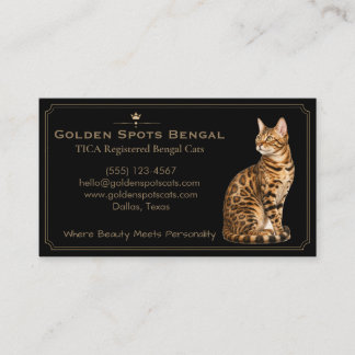 Carte De Visite Élevage de chats Bengal noirs de luxe personnalisa