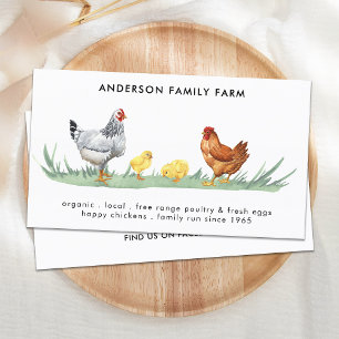 Carte De Visite Élevage de poulet OEufs à portée libre Aquarelle